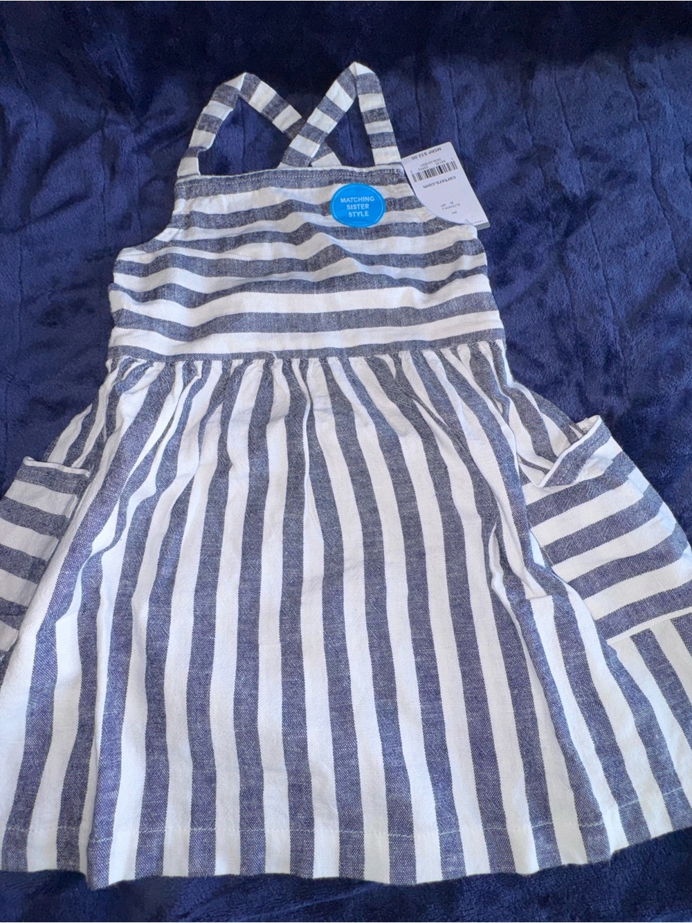 Carter's girls 3T Striped Sleeveless Sundress in Navy and White